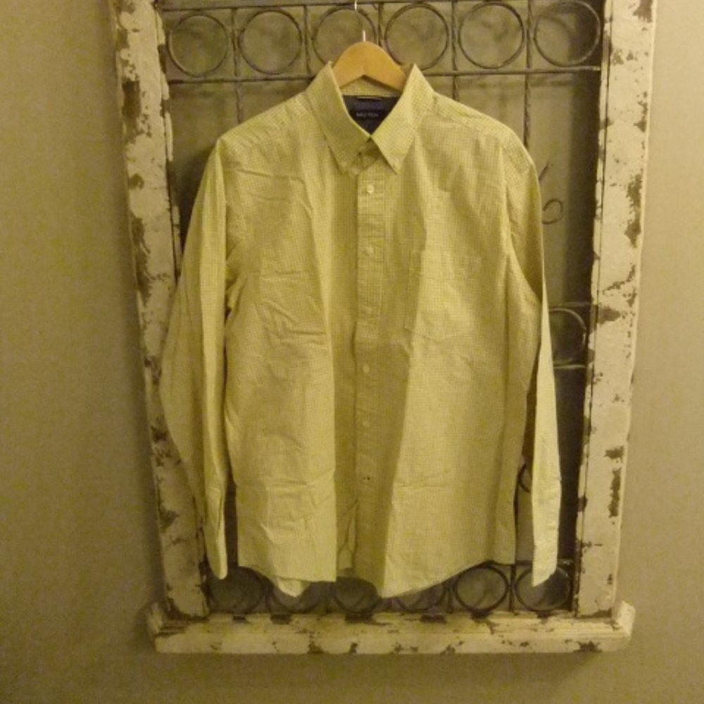 NAUTICA L/S MENS YELLOW CHECK SHIRT-LARGE